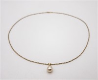 10KT GOLD CHAIN WITH FRESH WATER PEARL PENDANT