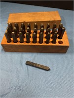 Metal Stamps in wood box