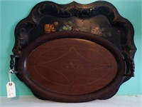 Antique floral Toll painted serving tray and