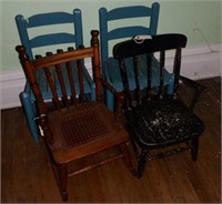 (4) antique child’s chairs to include: matched