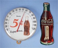 Two Coca-Cola Thermometers 1950's & 1970's