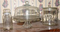 Vintage glass kitchen canister, antique pattern