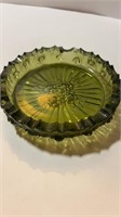 Vintage Heavy Green Glass 7” Ashtray