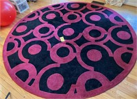 " Just Rugs" Round Black & Red Area Rug 96" R