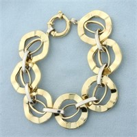 Large Cable Circle Link Bracelet in 14k Yellow and