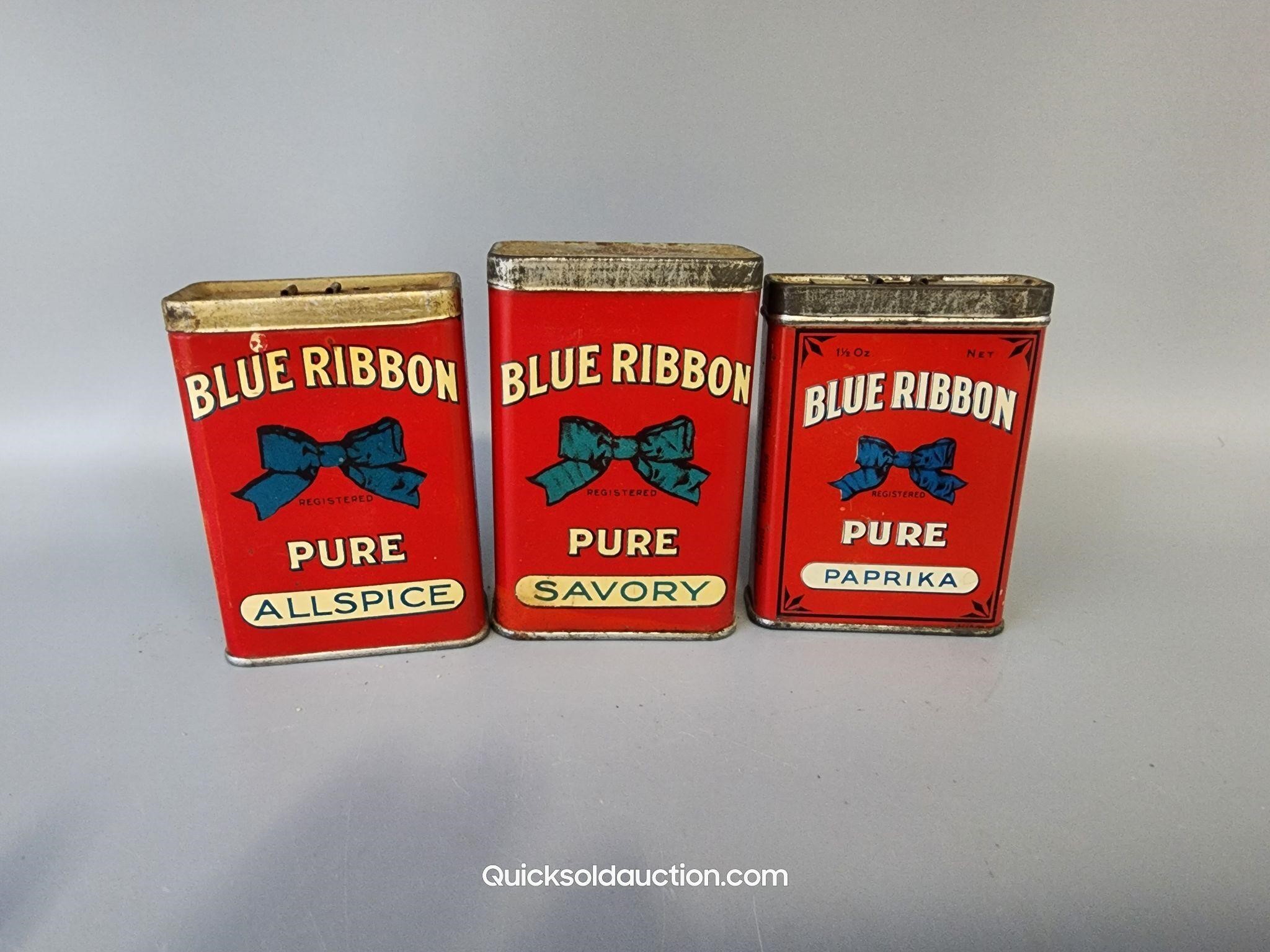 3 Blue Ribbon Spice Tins