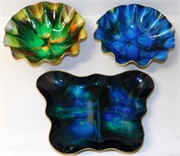 Mayfair Glassware Mid Century Leather Back Bowls