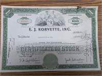 EJ korvette stock certificate