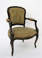Queen Anne Style Arm Chair, Tapestry