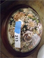 Antique Preserved Bridal Flowers Domed Oval Framed