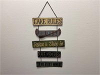 Metal Lake Rule Hanging Sign