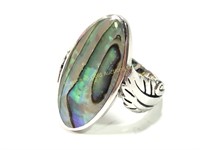 Sterling silver Pacific style abalone ring