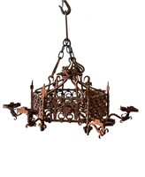 French Heavy Iron 6 Sided Light Fixture