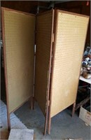 3 panel room divider with pegboard on one side