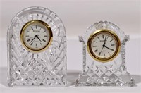 2 Waterford desk clocks, quartz works, 2.75" tall