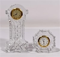 2 Waterford desk clocks, quartz works, Grandfather