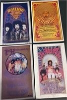 (4) Jimi Hendrix Concert Poster Reprints