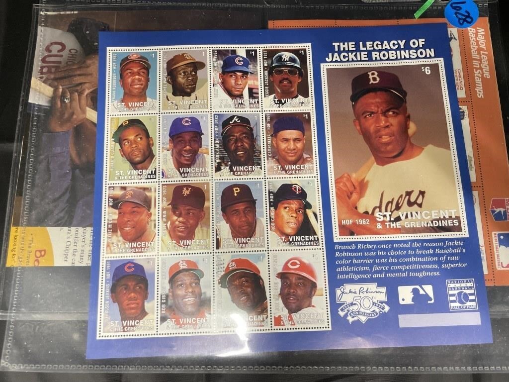 SHEET OF 2  JACKIE ROBINSON LEGACY STAMPS & MORE