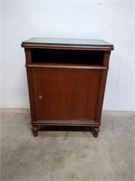 Vintage Wood Cabinet w/ Glass Top