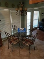 Beautiful Metal Glass Top Table and 4 Chairs