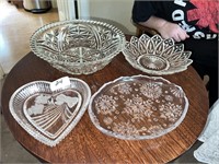 LOVELY PRESSED GLASS TRAYS