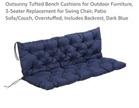 NEW 3-SeaterTufted Bench Cushion, Dark Blue