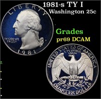 Proof 1981-s TY I Washington Quarter 25c Grades GE