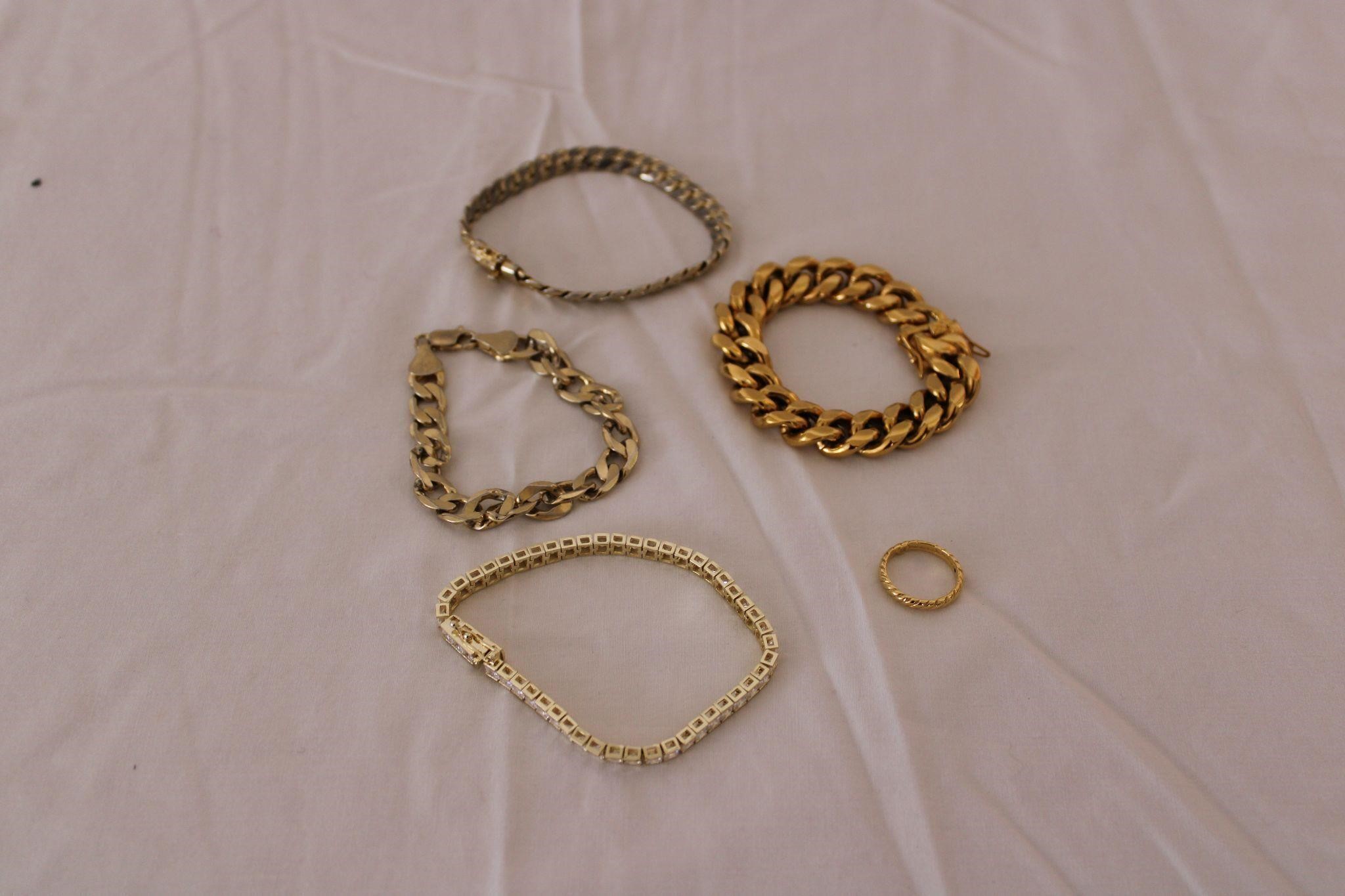 Gold Bracelets (4) and Ring