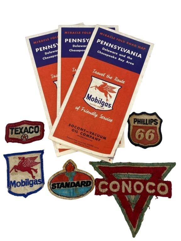 Vintage Mobilgas Maps and Gas Station Patches
