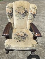 INTERESTING VINTAGE WALNUT ARM CHAIR CLEAN