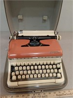 Torpedo salmon & creme typewriter w/ script font
