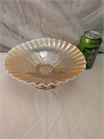 Dugan Peach Opalescent Footed Bowl 9" dia