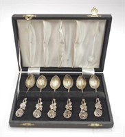 Boxed set Hildesheimer Rose silver coffee spoons