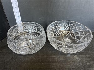 2 pinwheel crystal bowls