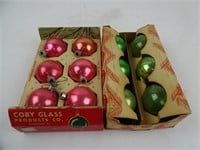 Lot of 12 Coby Vintage Glass Christmas Ornaments