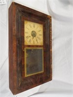 15" X 25" X 4" Antique Clock in Wooden Cabinet