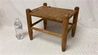 Vintage Woven Top Footstool - 11" tall