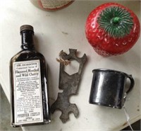 Old medicine bottle,maytag wrench, misc