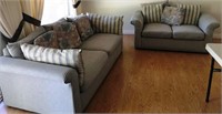 301-STRIPED SOFA AND LOVESEAT