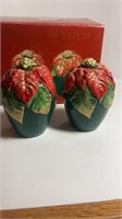 Vintage Fitz & Floyd Poinsettia Salt & Pepper