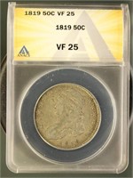 US Coins 1819 Capped Bust Half Dollar VF25 ANACS