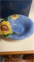 Fitz & Floyd Large Blue Sunflower Bowl in box