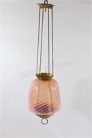 Victorian Peach Swirl Pull Down Parlor Oil Lamp