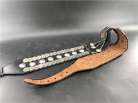 Vintage leather Argentinian coin belt with concho