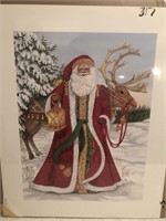 Santa & Reindeer Print By Nadine Harper
