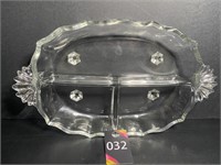 12"x7"x2"H Crystal Relish Tray