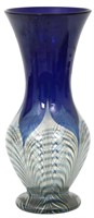 Durand Pulled Peacock Feather Art Glass Vase