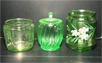Vaseline Glass Biscuit Jars- Lot of 3