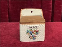 Porcelain Basket Weave Floral Salt Box