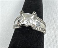 925 Silver Princess Cut CZ Ring
